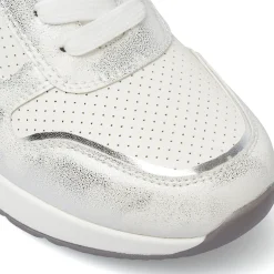 Sneakers bianche da Donna con inserti argento e zeppa Lora Ferres