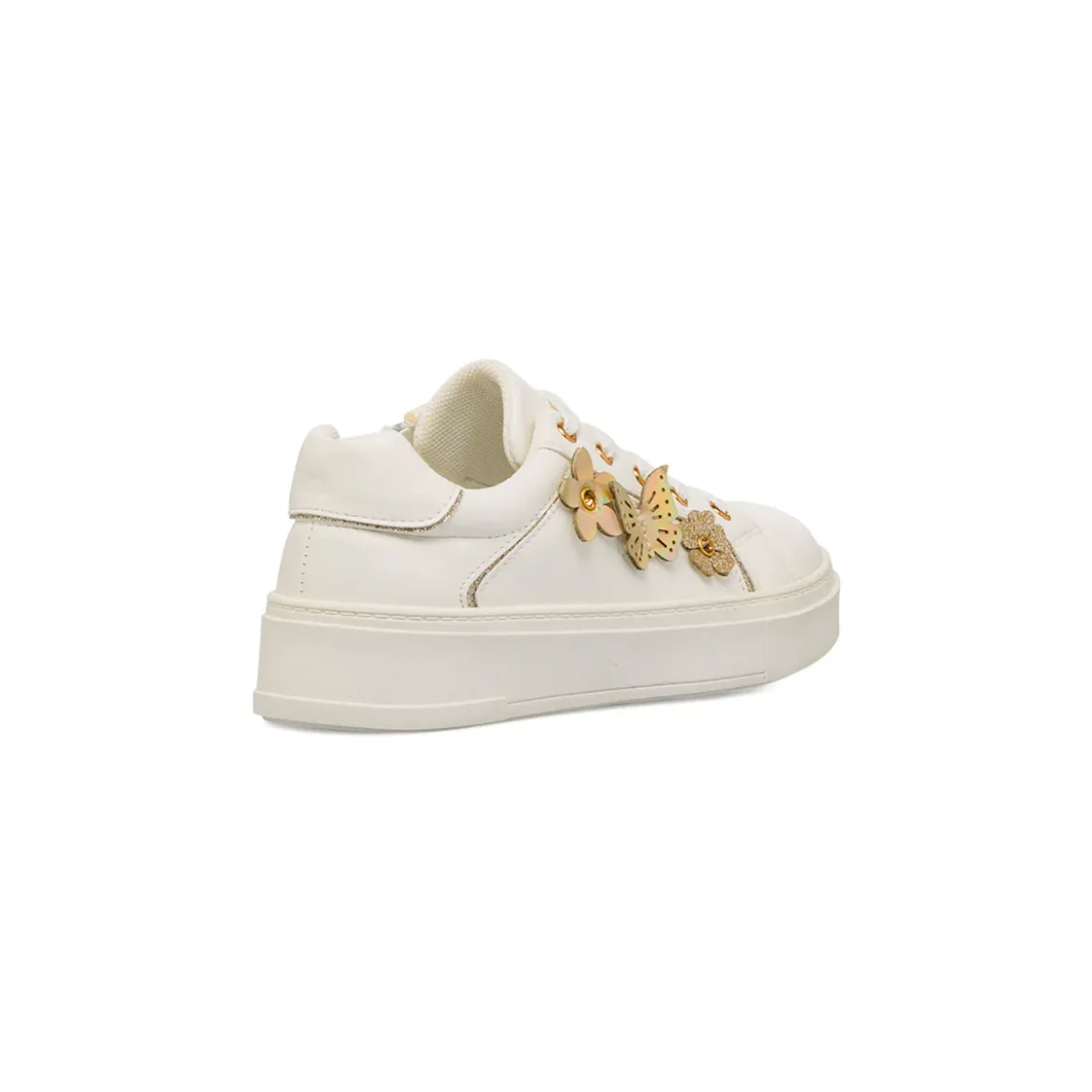 Sneakers bianche da ragazza comode con dettagli floreali Dieci Baci
