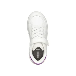 Sneakers bianche da Ragazza con suola traspirante e inserto viola Geox