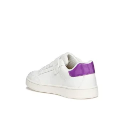 Sneakers bianche da Ragazza con suola traspirante e inserto viola Geox