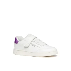 Sneakers bianche da Ragazza con suola traspirante e inserto viola Geox