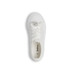 Sneakers bianche da Ragazza in pizzo con lacci in raso e strass Dieci Baci