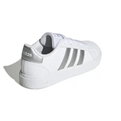 Sneakers bianche da ragazzo con strisce argento adidas Grand Court 2.0 K