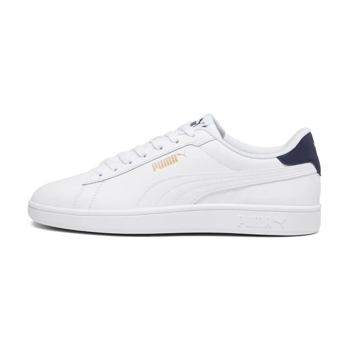 Sneakers bianche da uomo con dettagli oro e blu Puma Smash 3.0 L