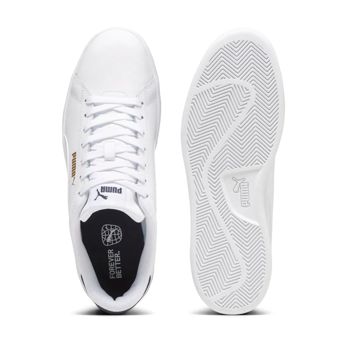 Sneakers bianche da uomo con dettagli oro e blu Puma Smash 3.0 L