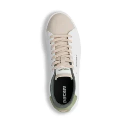 Sneakers bianche e beige da Uomo con dettaglio verde sul tallone Ducati