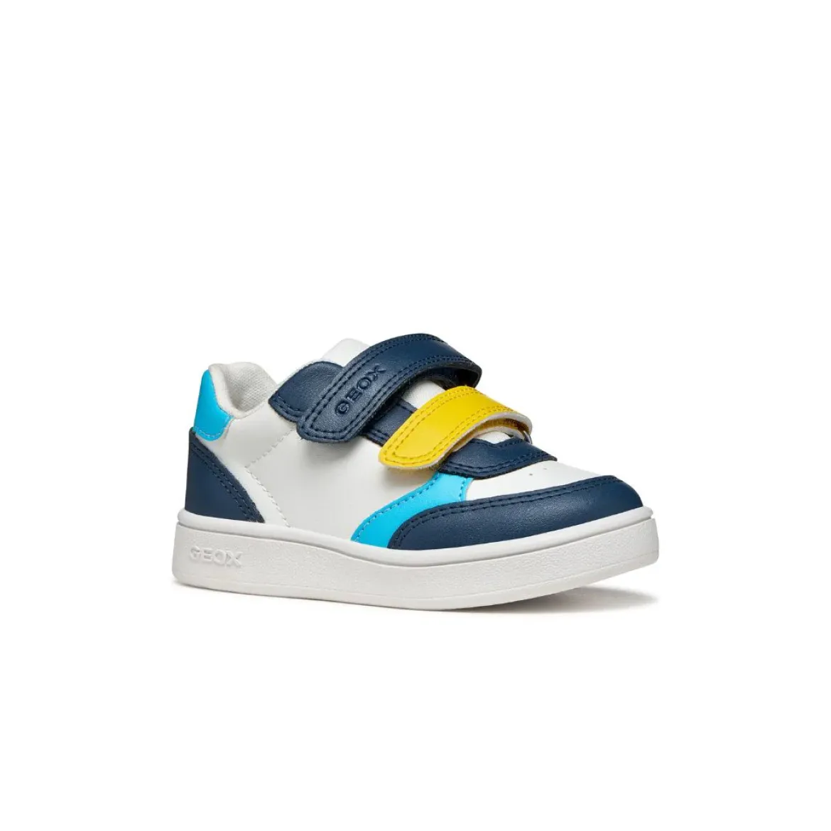 Sneakers bianche e blu da Bambino con suola traspirante e velcro Geox
