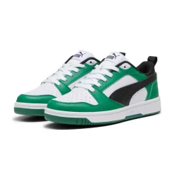 Sneakers bianche, verdi e nere da ragazzo Puma Rebound V6 Lo Jr