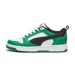Sneakers bianche, verdi e nere da ragazzo Puma Rebound V6 Lo Jr