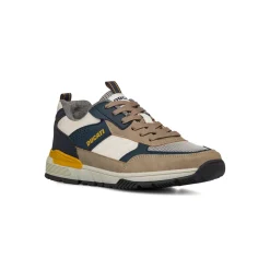 Sneakers bicolore beige e blu da Uomo colo logo laterale Ducati