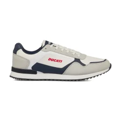Sneakers bicolore bianco off-white e bluda Uomo con logo Ducati