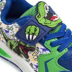 Sneakers blu da Bambino con luci nella suola e stampe Dinosauri