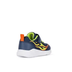 Sneakers blu da Bambino con stampe fiamme e suola traspirante Geox