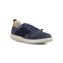 Sneakers blu navy da Uomo in suede e tessuto mesh Lumberjack