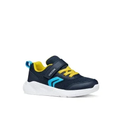Sneakers blu Ragazzo in tessuto con suola traspirante e strappo Geox