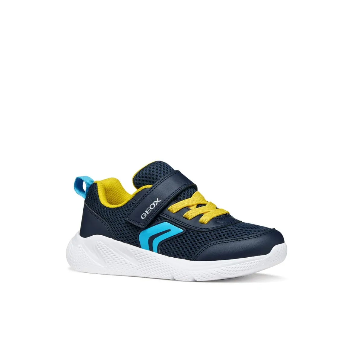Sneakers blu Ragazzo in tessuto con suola traspirante e strappo Geox