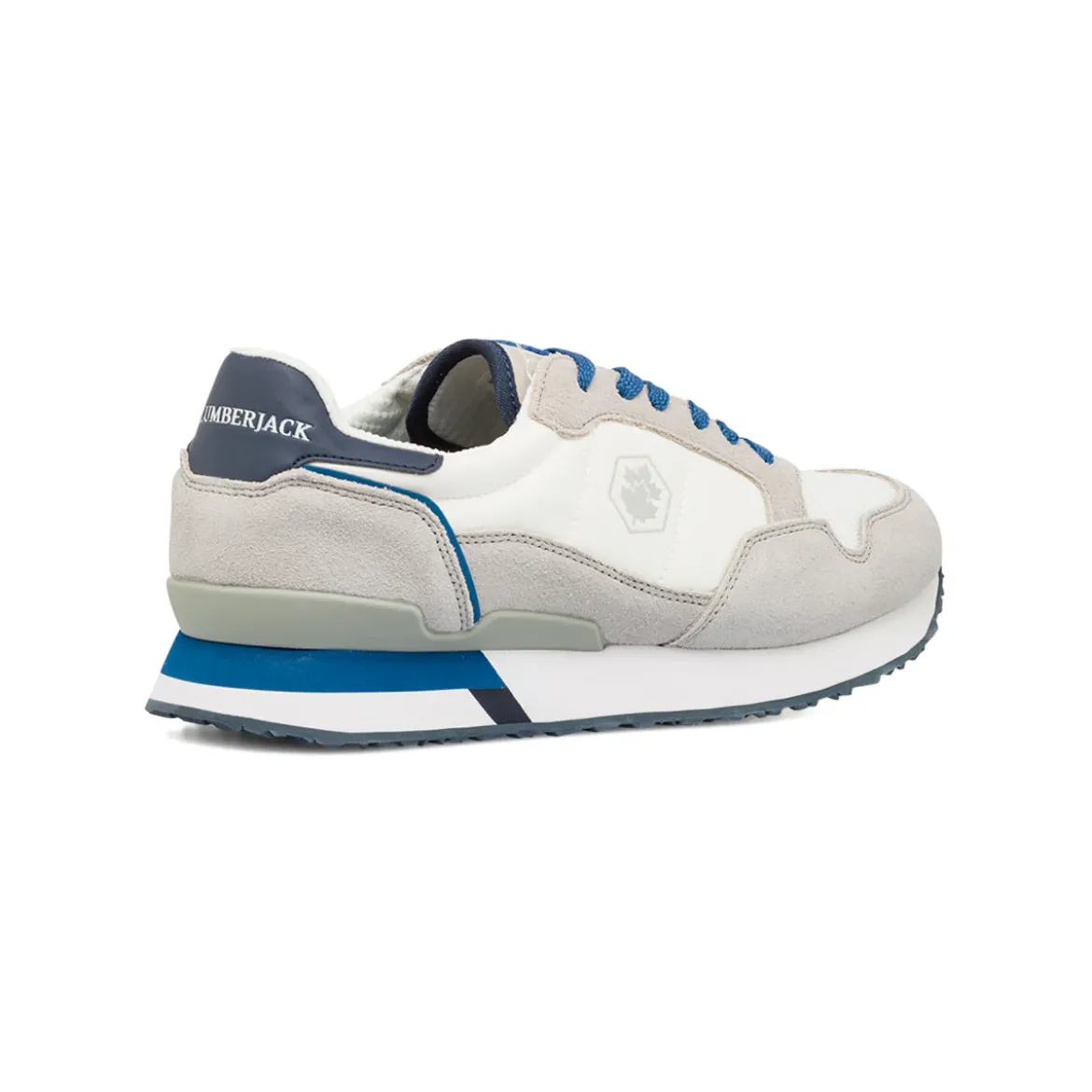 Sneakers casual bianche da Uomo in tessuto e pelle con logo Lumberjack