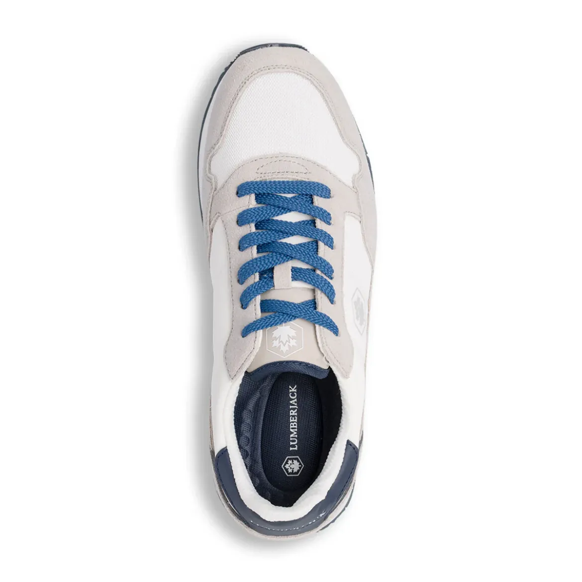 Sneakers casual bianche da Uomo in tessuto e pelle con logo Lumberjack