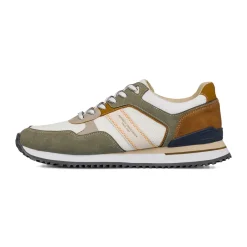 Sneakers casual bicolore khaki e bianco da Uomo con logo Glams