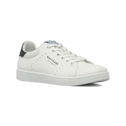 Sneakers casual da uomo bianche con talloncino blu navy Navigare