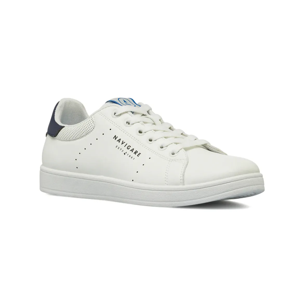 Sneakers casual da uomo bianche con talloncino blu navy Navigare