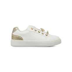 Sneakers da bambina bianche Dieci Baci con decorazioni perle e glitter