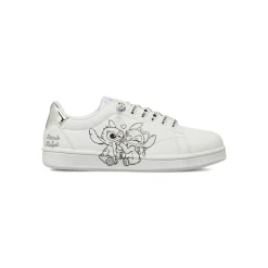 Sneakers da bambina bianche e argento con grafiche Stitch e Angel