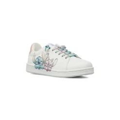 Sneakers da bambina bianche Stitch con Stitch con lacci arcobaleno