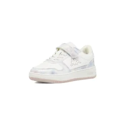 Sneakers da bambina Kappa bianche con strappo e dettagli iridescenti