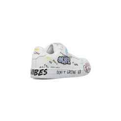 Sneakers da bambino bianche con stampe graffiti Birilli&Monelli