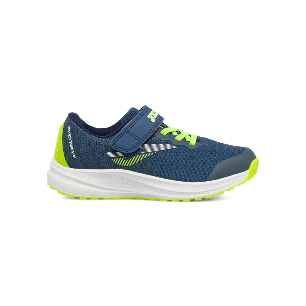 Sneakers da Bambino blu con dettagli verde lime e strappo Joma
