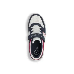 Sneakers da bambino blu con dettagli bianchi e rossi Navigare