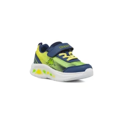 Sneakers da Bambino blu e verde lime con strappo e Luci Kappa