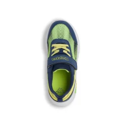 Sneakers da Bambino blu e verde lime con strappo e Luci Kappa