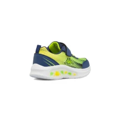 Sneakers da Bambino blu e verde lime con strappo e Luci Kappa