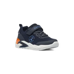 Sneakers da bambino blu in tessuto con luci nella suola Navigare