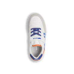 Sneakers da Bambino Gas bianche con strappo e inserti blu e arancio