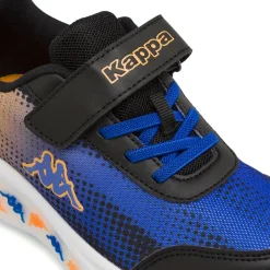 Sneakers da Bambino nere blu e arancioni con strappo con Luci Kappa