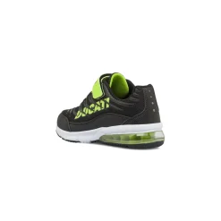 Sneakers da bambino nere con strappo e dettagli lime fluo Ducati
