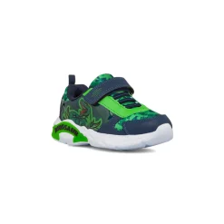 Sneakers da bambino verdi e blu con luci nella suola Dinosauri