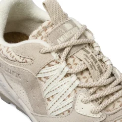 Sneakers da donna beige con inserti effetto scamosciato Americanino