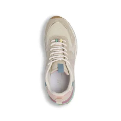 Sneakers da donna beige Swish Jeans con dettagli color pastello