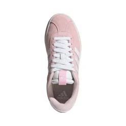 Sneakers da donna in pelle effetto scamosciato rosa e bianche adidas VL Court 3.0