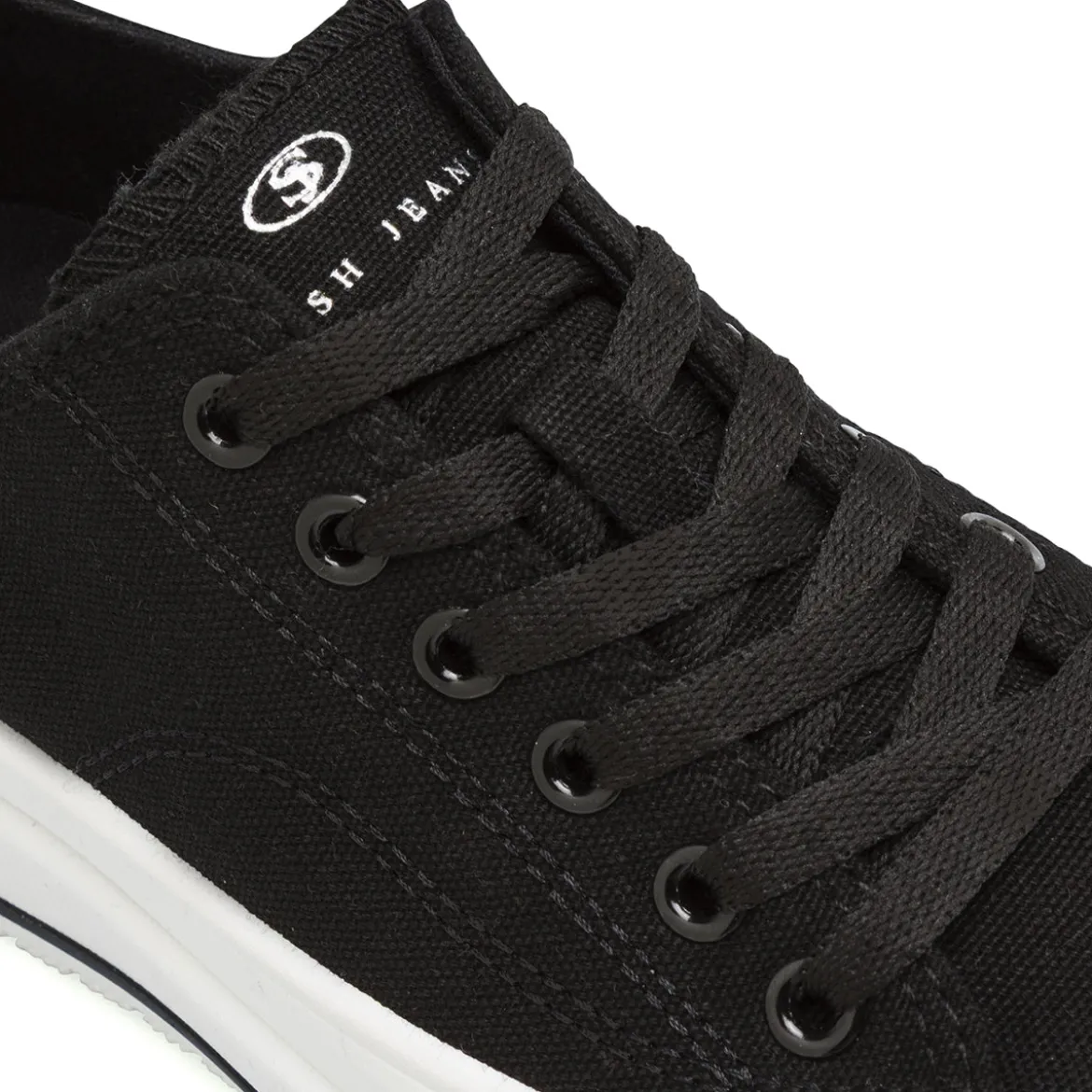 Sneakers da donna nere in tessuto con suola platform Swish Jeans