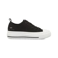Sneakers da donna nere in tessuto con suola platform Swish Jeans