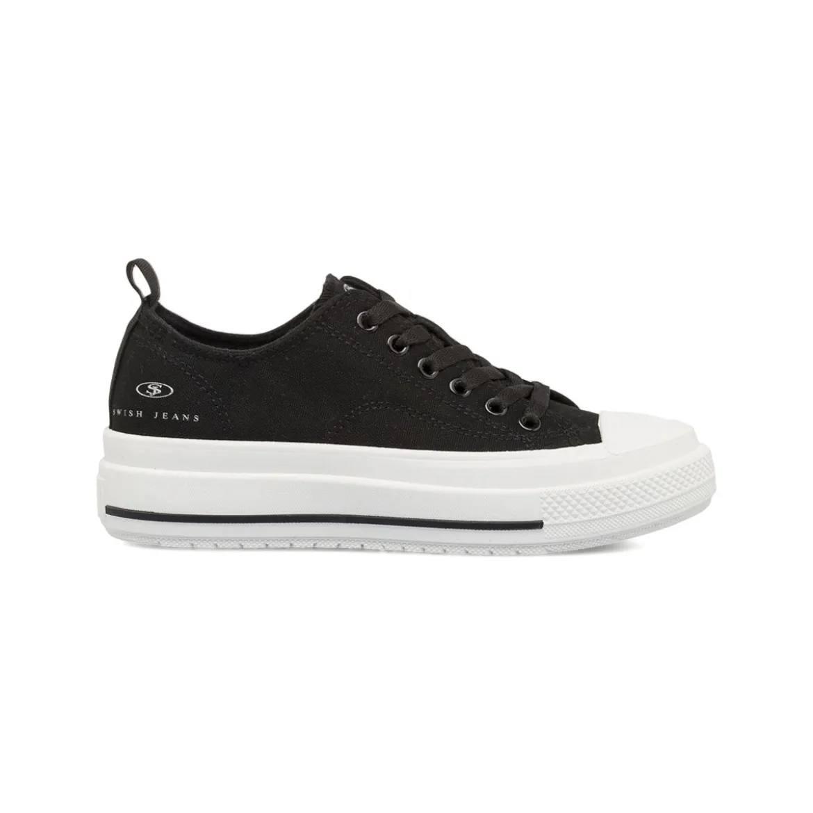 Sneakers da donna nere in tessuto con suola platform Swish Jeans