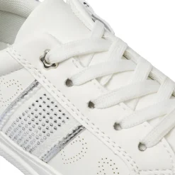 Sneakers da Ragazza bianche Dieci Baci con strass e dettagli argento