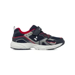 Sneakers da Ragazzo blu con inserti grigi e rossi e strappo Navigare
