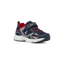 Sneakers da Ragazzo blu con inserti grigi e rossi e strappo Navigare