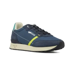 Sneakers da uomo blu con banda gialla Gas